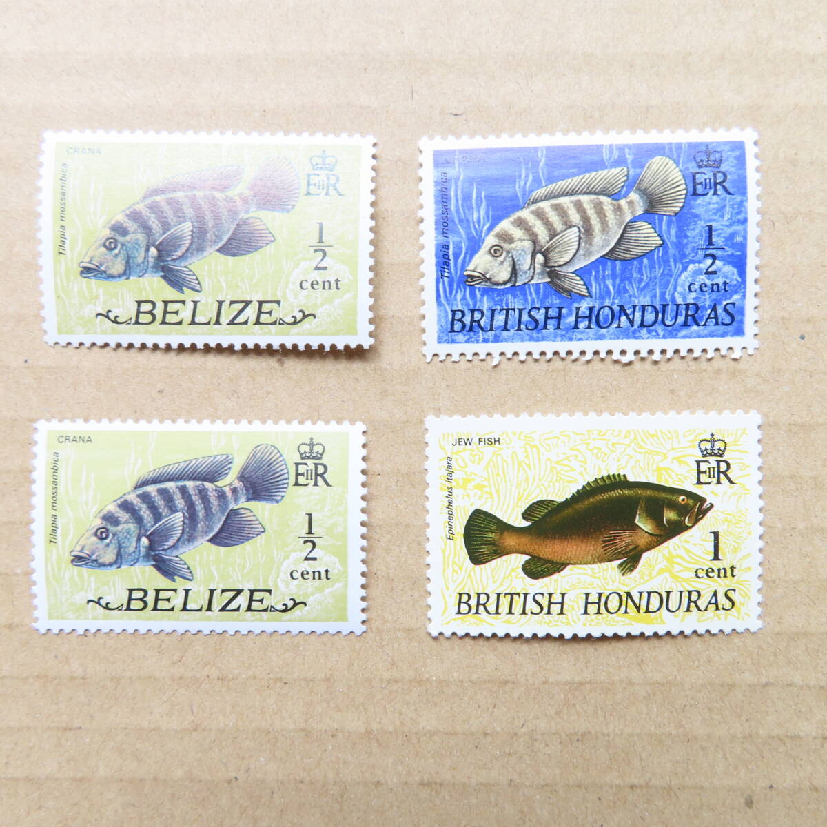 外国切手 イギリス領 ホンジュラス ベリーズ 魚切手 色々セット拍卖