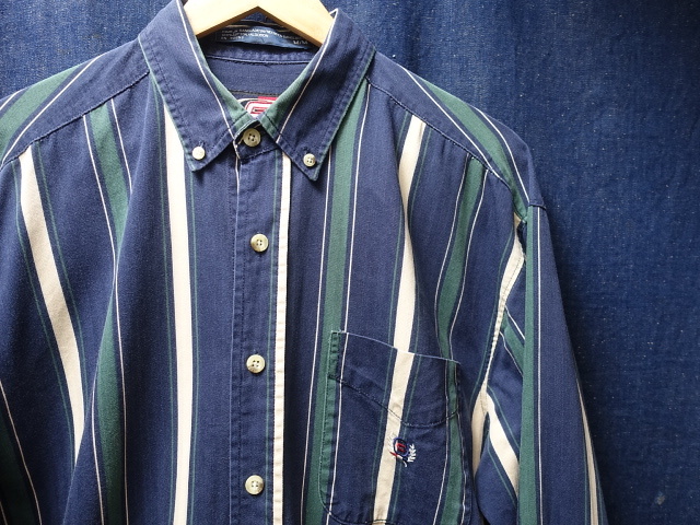 USA アメリカ 古着 ビンテージ 90'S COLISEUM 長袖 ストライプ コットン ボタンダウン シャツ M / ヴィンテージ 90S / 97拍卖