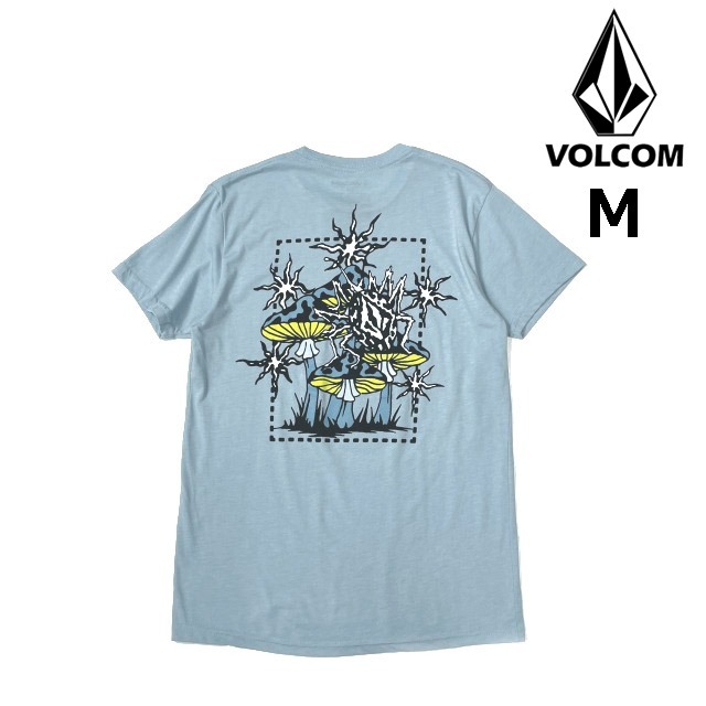 売切り【正規新品】VOLCOM ボルコム◆半袖 Tシャツ スケート サーフ ストーンロゴ 男女兼用 バックプリント(M)水色 青 250617-B拍卖