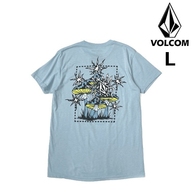 売切り【正規新品】VOLCOM ボルコム◆半袖 Tシャツ スケート サーフ ストーンロゴ 男女兼用 バックプリント(L)水色 青 250617-B拍卖