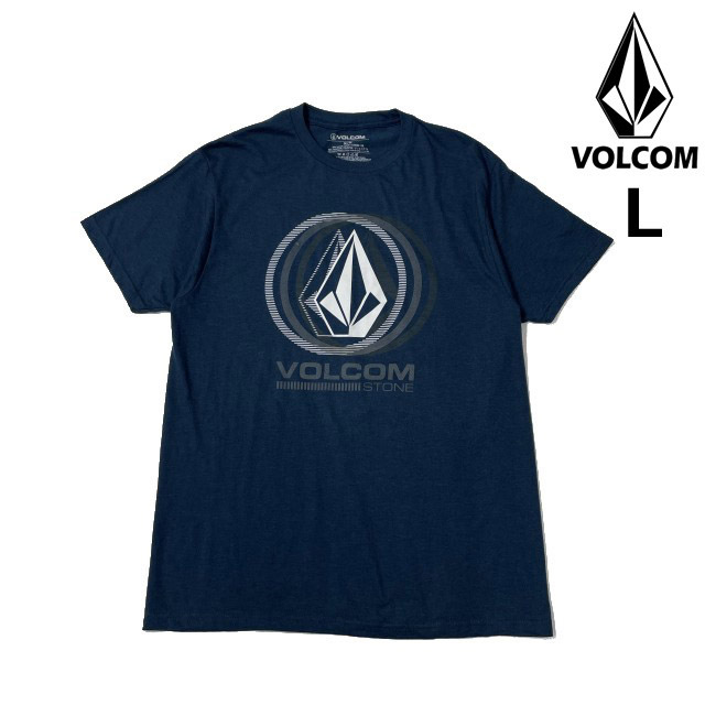 売切り【正規新品】VOLCOM ボルコム◆半袖 Tシャツ スケート サーフ ストーンロゴ 男女兼用(L)紺 青 250617-B拍卖
