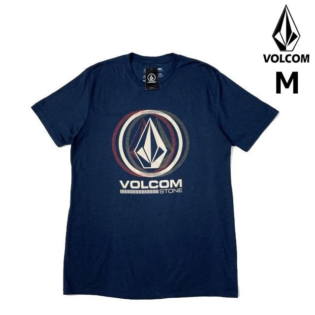 売切り【正規新品】VOLCOM ボルコム◆半袖 Tシャツ スケート サーフ ストーンロゴ 男女兼用(M)紺 青 250617-B拍卖