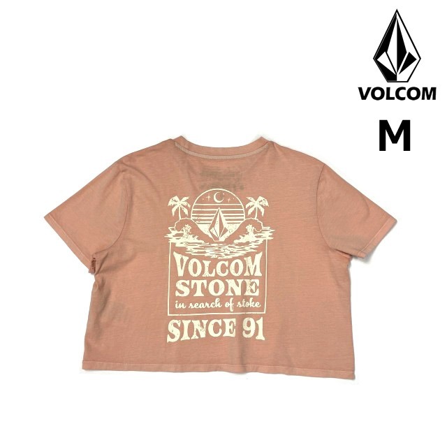 売切り【正規新品】VOLCOM ボルコム◆半袖 Tシャツ スケート サーフ ストーンロゴ バックプリント (M)ピンク オレンジ 250617-B拍卖