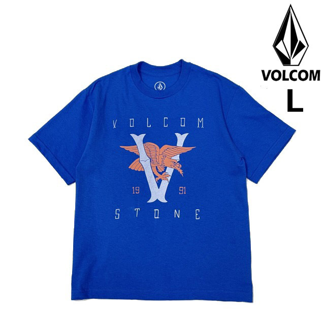 売切り【正規新品】VOLCOM ボルコム◆半袖 Tシャツ スケート サーフ ストーンロゴ 男女兼用(L)青 250617-B拍卖