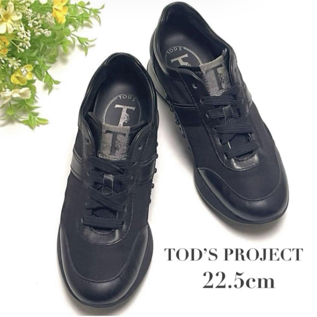 TOD’S PROJECT トッズ プロジェクト スニーカー シューズ ブラック 黒 22.5cm レディース レザー 厚底 プラットホーム イタリア製拍卖