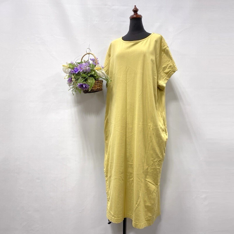 ●MILK FED./ミルクフェド/DRAWSTRING DRESS/ドローストリングドレス/クルーネック/カットソーロングワンピース/アシンメトリースリット拍卖