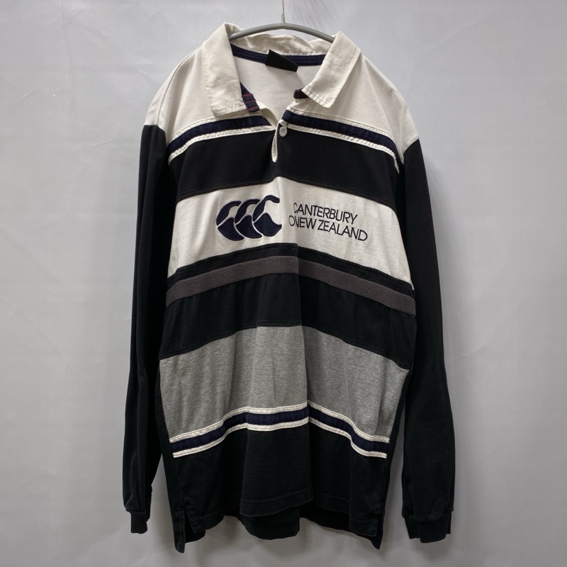 CANTERBURY OF NEWZEALAND/カンタベリー オブ ニュージーランド/マルチボーダーラガーシャツ/長袖ポロシャツ/スポーツウェア/ラグビー/L拍卖