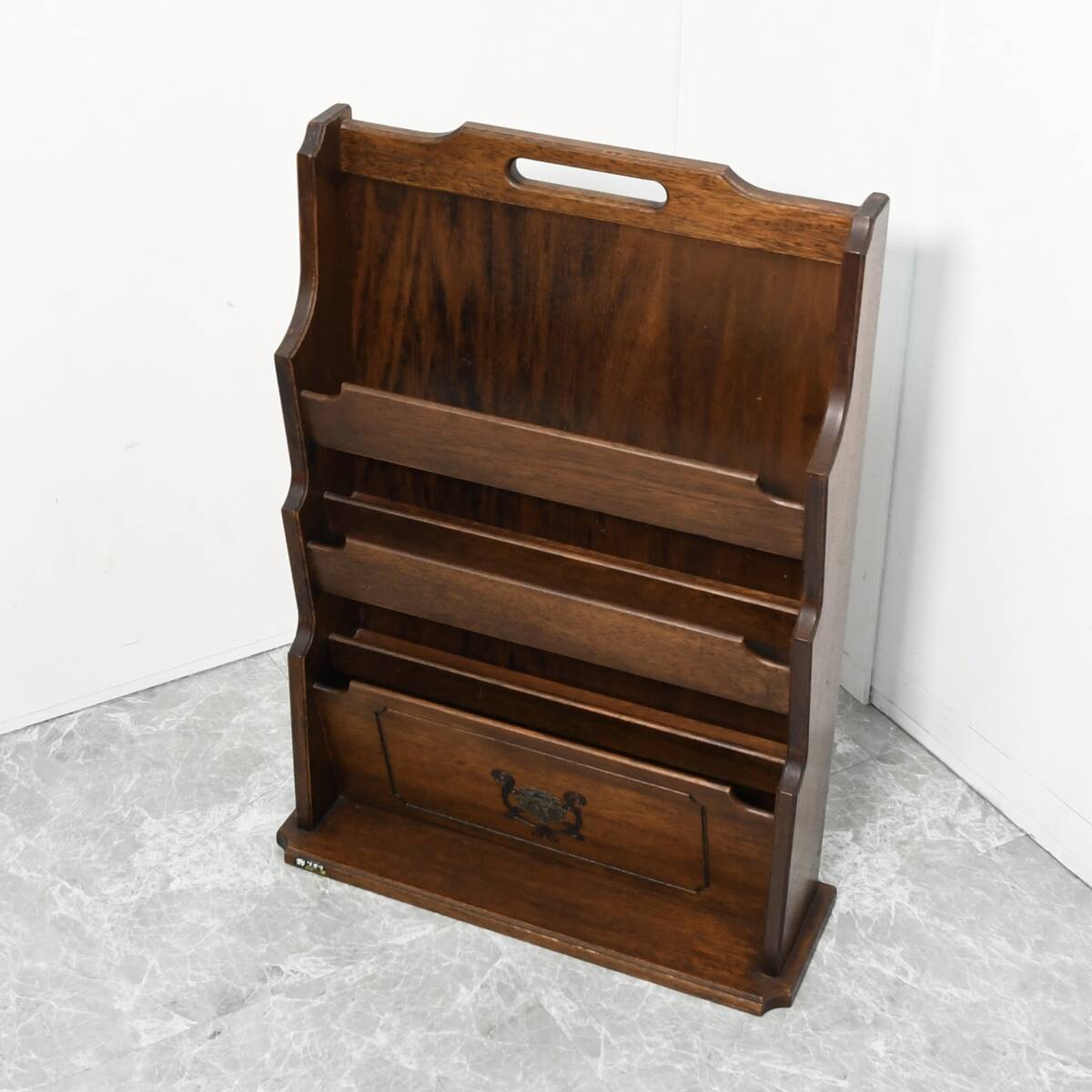 カリモク 木製3段マガジンラック ダークブラウン拍卖