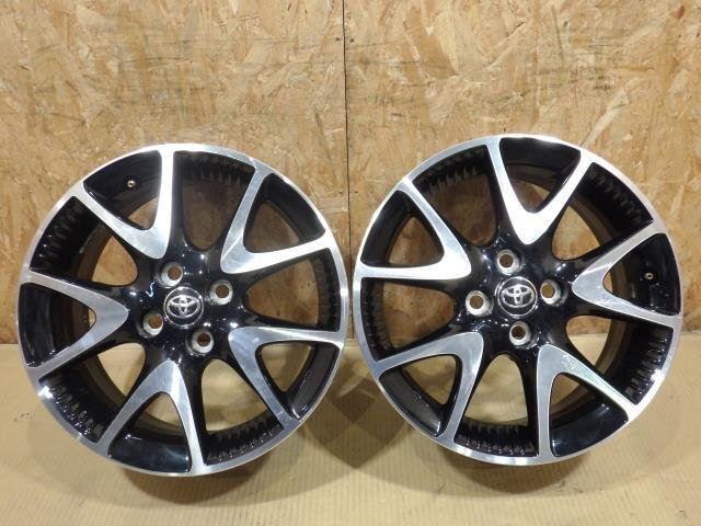 【山形 酒田発】中古 アルミホイール2本 ヤリス純正オプション ブラックポリッシュ 16インチ6J+45 100/4H ハブ径約54mm ◆説明欄要確認◆拍卖