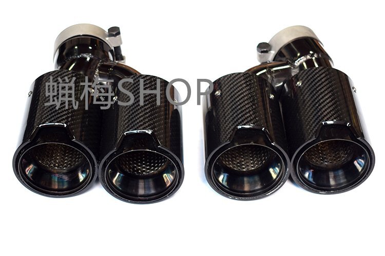 BMW 5シリーズ 525 528 530 G30 G38 4本出し カーボンマフラーカッター 内層チタンブラック 2個セット拍卖