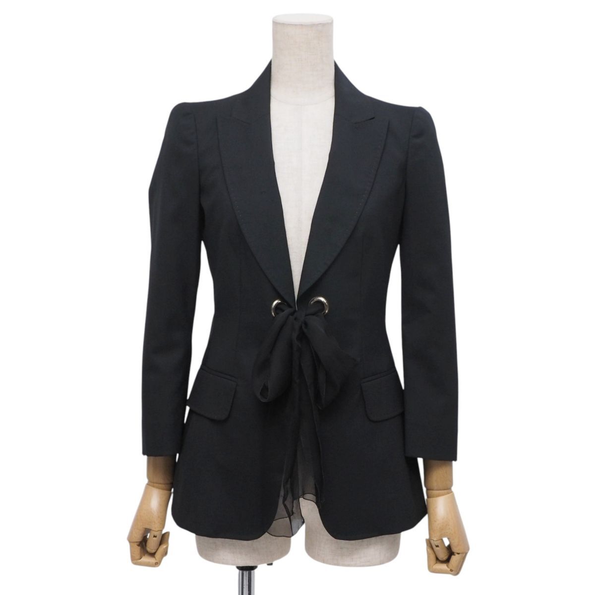 MH9252▽定価7.2万円*イタリア製 MOSCHINO CHEAP AND CHIC モスキーノ チープ&シック*リボン*テーラードジャケット/ブレザー*Size38*黒系拍卖