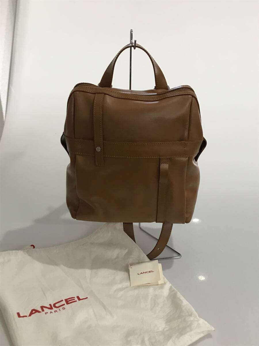 HG8518 LANCEL リュックサック バックパック 革リュック レザー キャメル ランセル拍卖