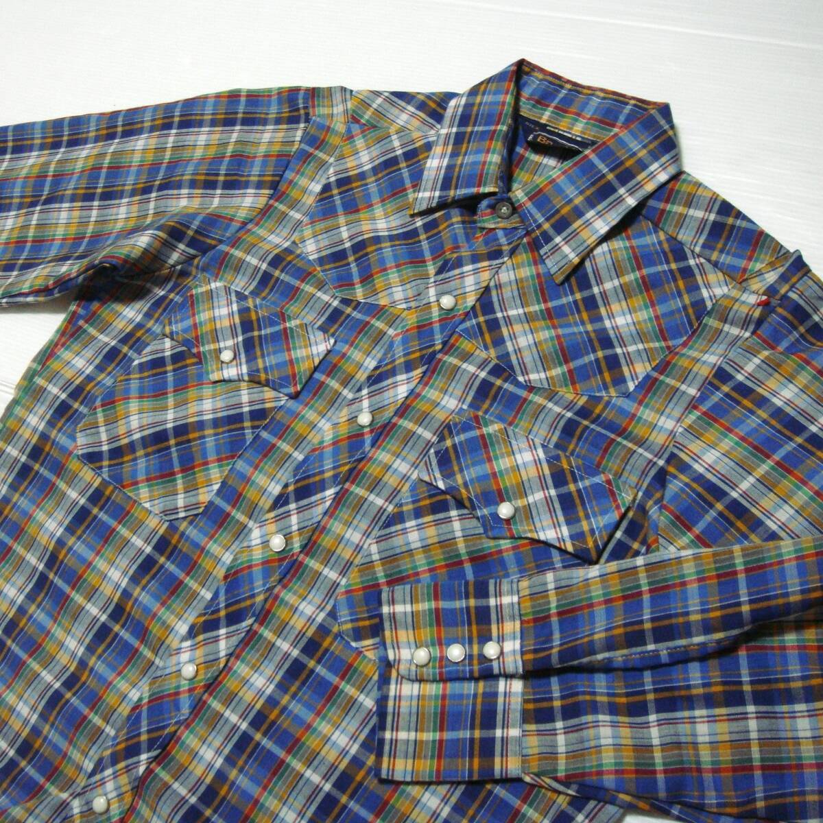 【USA製】 Bruxtan 80s 美色 ウエスタンシャツ Ladys M ■RAU 逆三角タグ pemanent アメリカ古着 o8■ウエスタン常時 大量出品中■拍卖