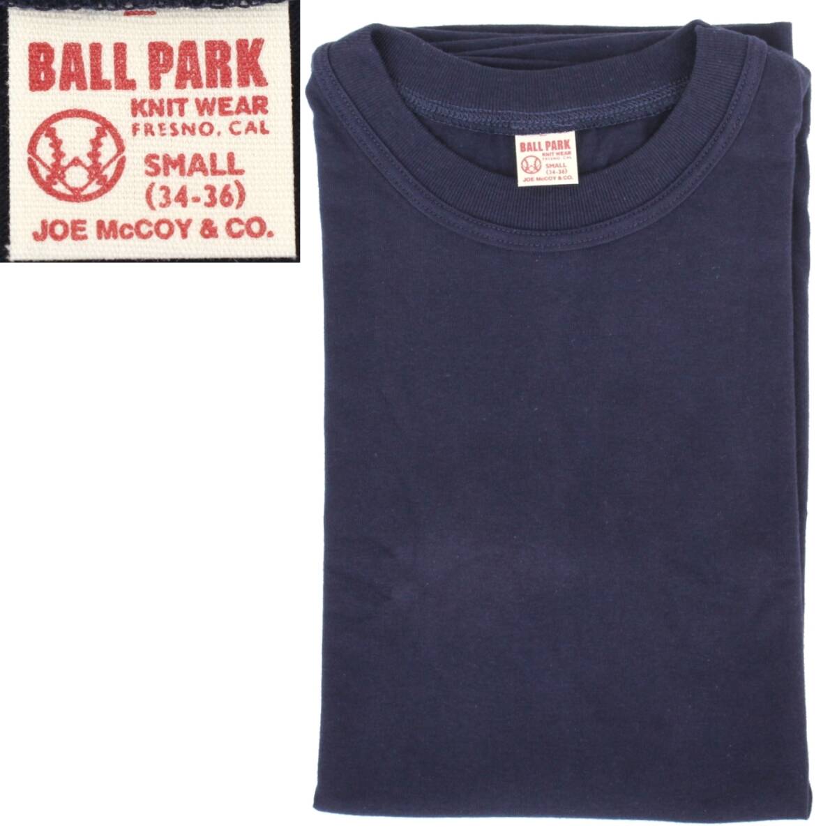 (51640)未使用JOE McCOY BALL PARK旧マッコイ無地 半袖TシャツS (34-36) (紺ネイビー ヴィンテージ復刻 リアルマッコイズ ジョーマッコイ)拍卖