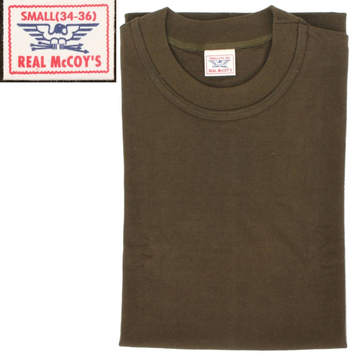 (51642)未使用REAL McCOY'S旧マッコイ半袖TシャツS (34-36) (緑ミリタリー無地グリーン カーキ オリーブ リアルマッコイズ ジョーマッコイ)拍卖