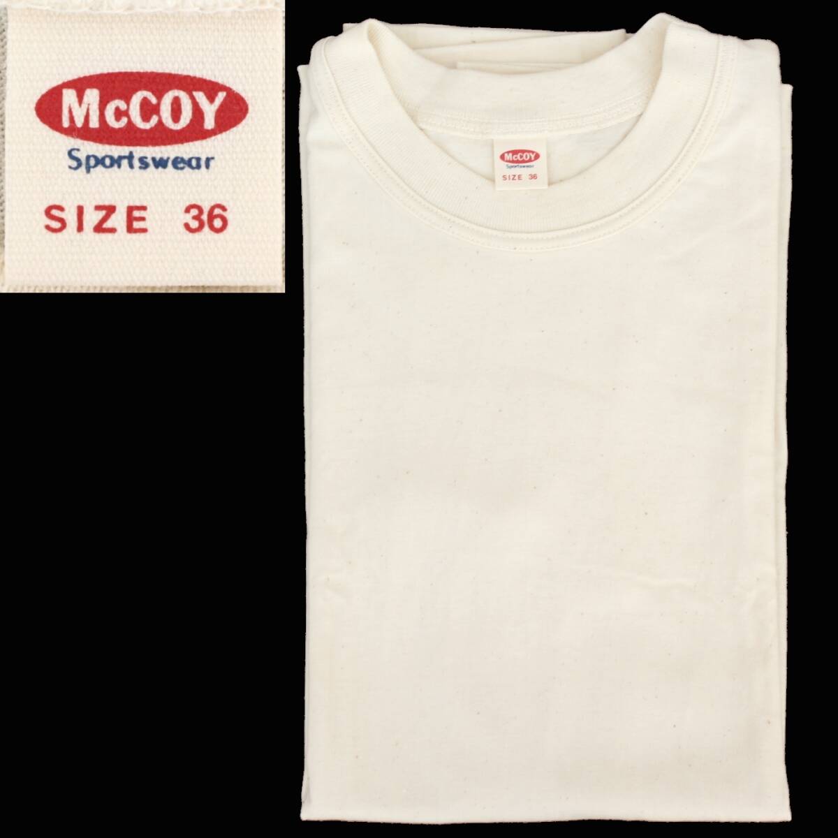 (51645)未使用McCOY旧マッコイSportware無地 半袖Tシャツ36(生成り白ホワイト ベージュ ヴィンテージ復刻 リアルマッコイズ ジョーマッコイ拍卖