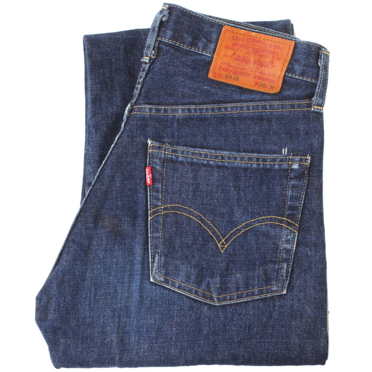 (51726)良品LEVISリーバイス503B 503BXX 503B-XXジーンズW28 (ヴィンテージ復刻 レプリカ 革パッチ 日本製 ビッグE J22 501XX)拍卖