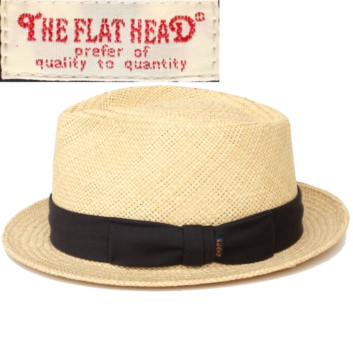 (59001)極上美品FLATHEADフラットヘッドPNH-09パナマハット ストローハット サイズ1 (実寸57) (最高級 本パナマ100%日本製 麦わら帽子)拍卖