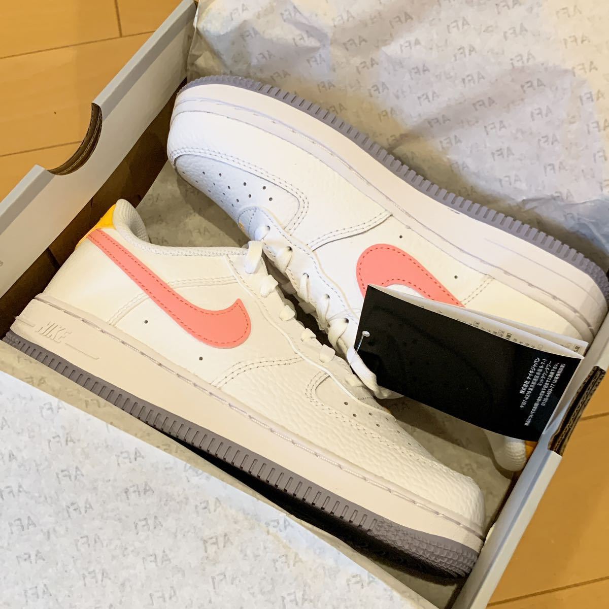 送料無料 NIKE FORCE 1 ナイキ フォース ホワイト 定番 スニーカー シューズ ベース レディース ガールズ キッズ 22 cm サイズ ピンク拍卖