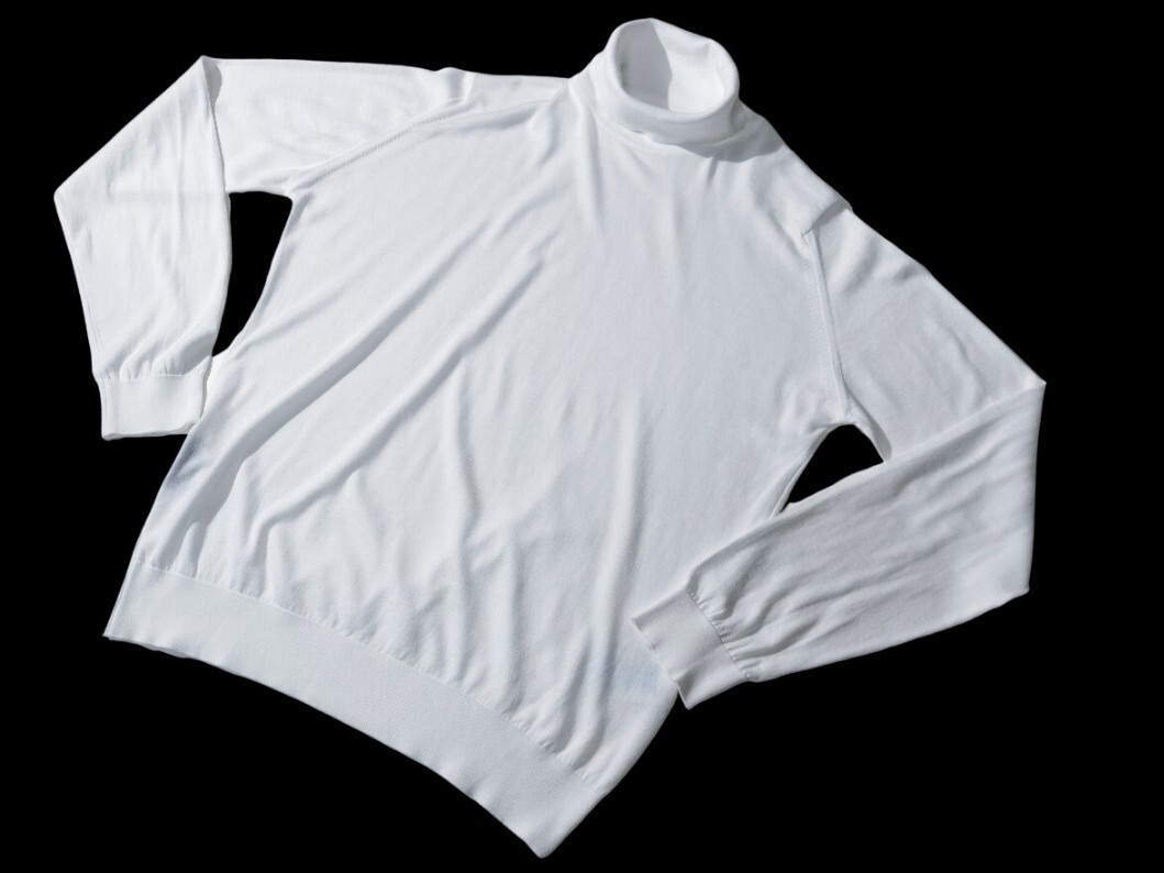 メンズ M ジョンスメドレー 最高級コットン タートルネックニット HAWLEY ホワイト JOHN SMEDLEY イギリス製★拍卖