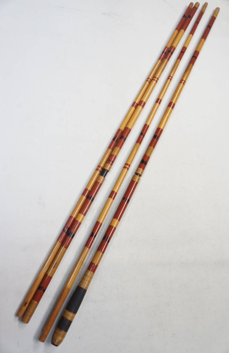 ♪へら竹製★竿かけ 玉の柄 二本もの /銘あり拍卖