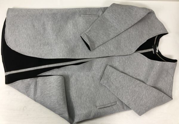 antiqua アンティカ patterntorso カジュアルモード ボタンレス ノーカラー スウェット ロング コート レディース F 霜降り 杢グレー拍卖