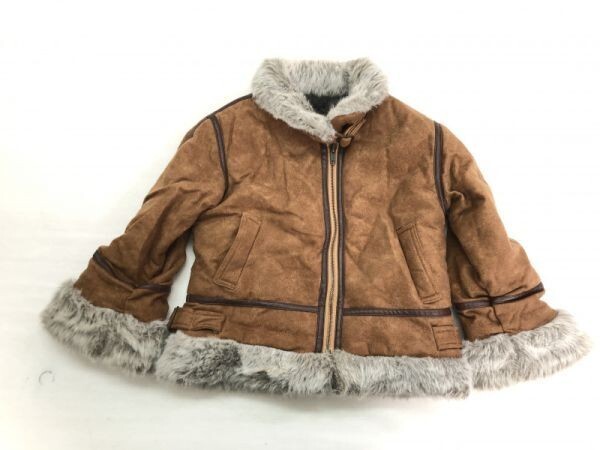 Merrygarden メリーガーデン ミリタリー アメカジ 古着 裏ボア フェイクムートン コート ジャケット キッズ ポリエステル100% 110 茶色拍卖