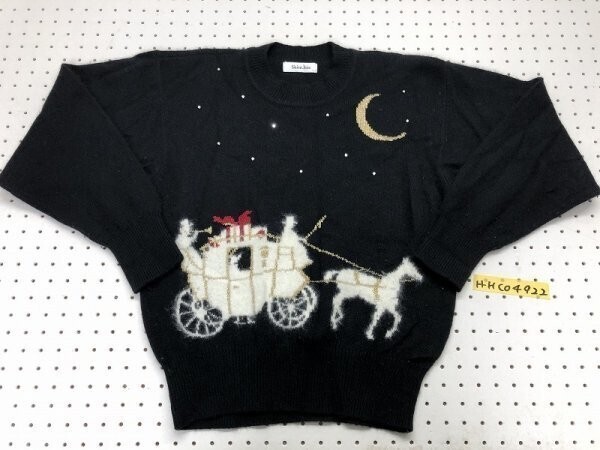 SAINT JOIE レディース 馬車 ライトストーン ニットセーター L 黒拍卖