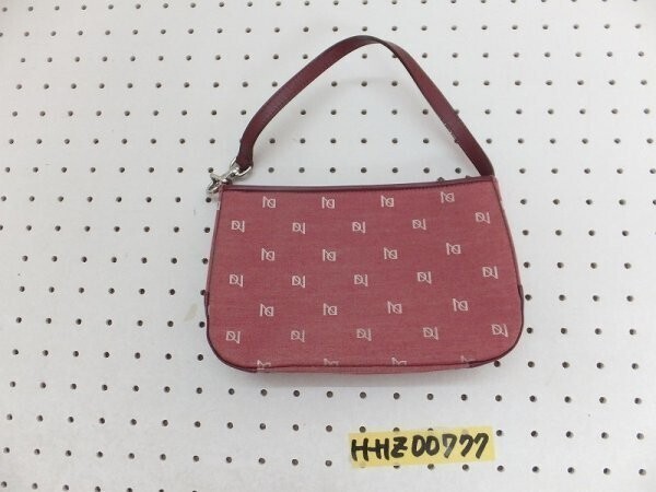INDIVI インディヴィ レディース ジップ付き ロゴ総柄 ミニハンドバッグ 白っぽい赤拍卖