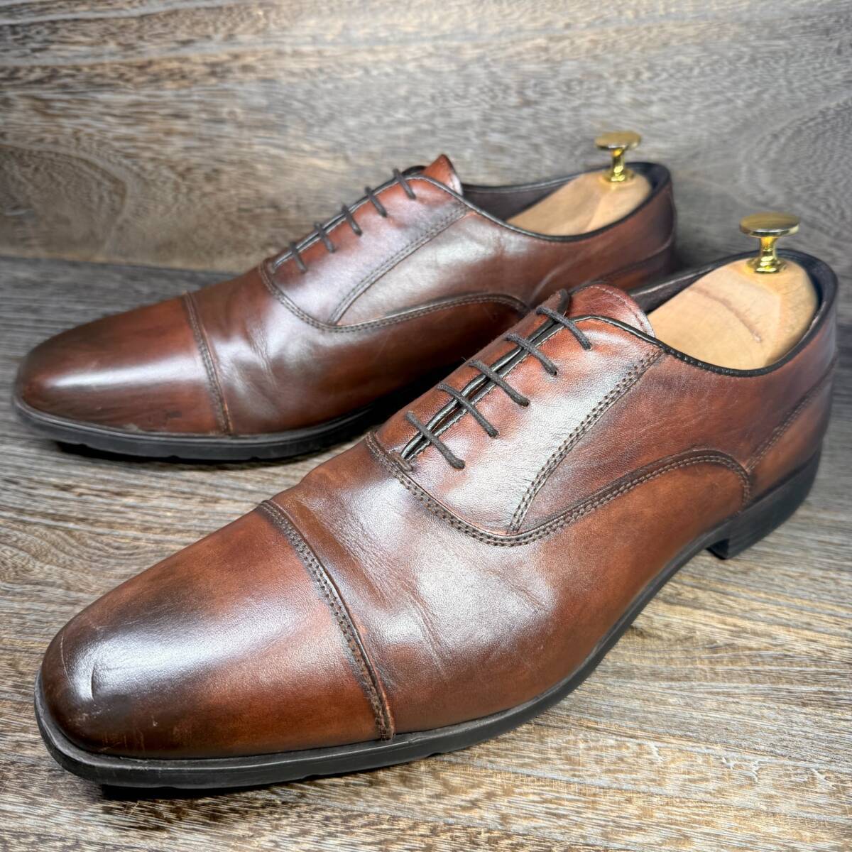 ◆Hawkins◆ホーキンス 26.0cm(3E)ビジネスシューズ ブラウン 茶色 メンズ 革靴 靴 レザー 中古 宅急便 即決拍卖