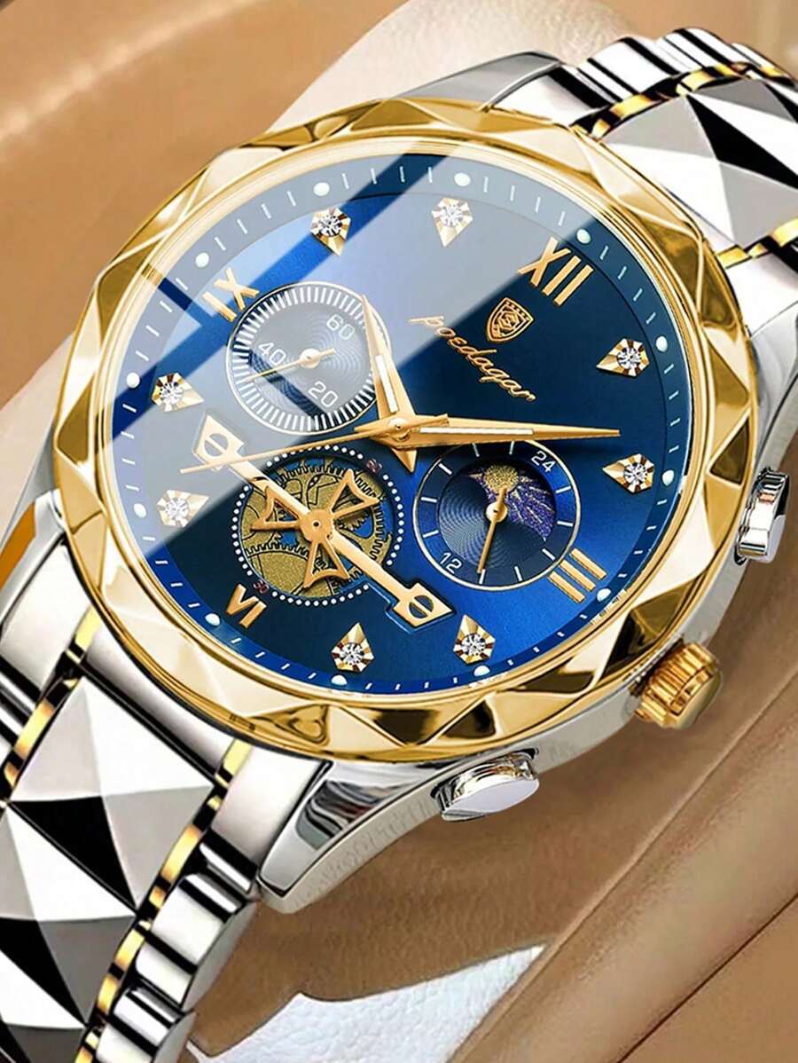 腕時計 メンズ クォーツ ファッションメンズクォーツ腕時計クラシッククロノグラフ防水腕時計メンズ+ギフトボックス、1個拍卖