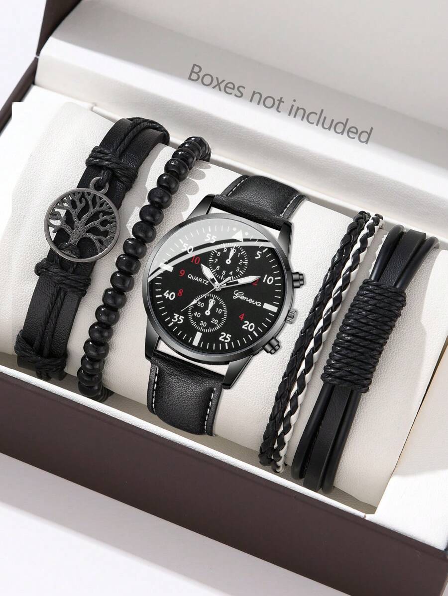 腕時計 メンズ セット 5個セット 男性用時計 ファッション スポーツウォッチ ビジネスクォーツウォッチ 高級レザーブレスレット拍卖