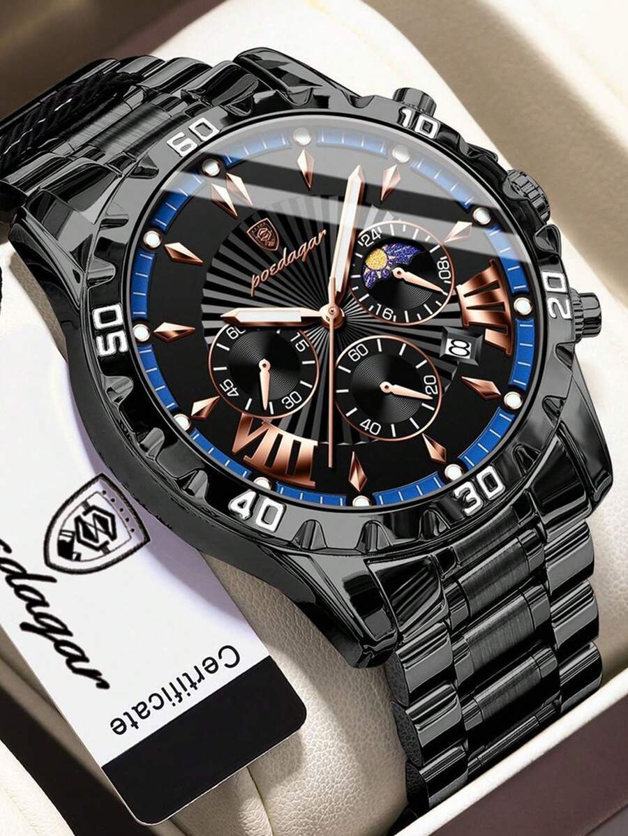 腕時計 メンズ クォーツ ファッションスポーツメンズステンレススチール石英腕時計、カレンダー機能付、30M防水、クロノグラフサブダ拍卖