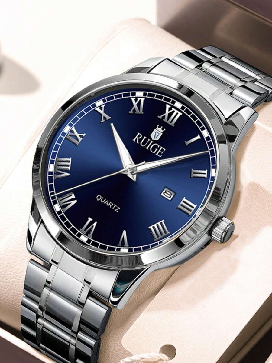 腕時計 メンズ クォーツ メンズ腕時計、ミニマリストファッションスポーツウォッチ クロノグラフ、発光、カレンダー、ステンレススチー拍卖