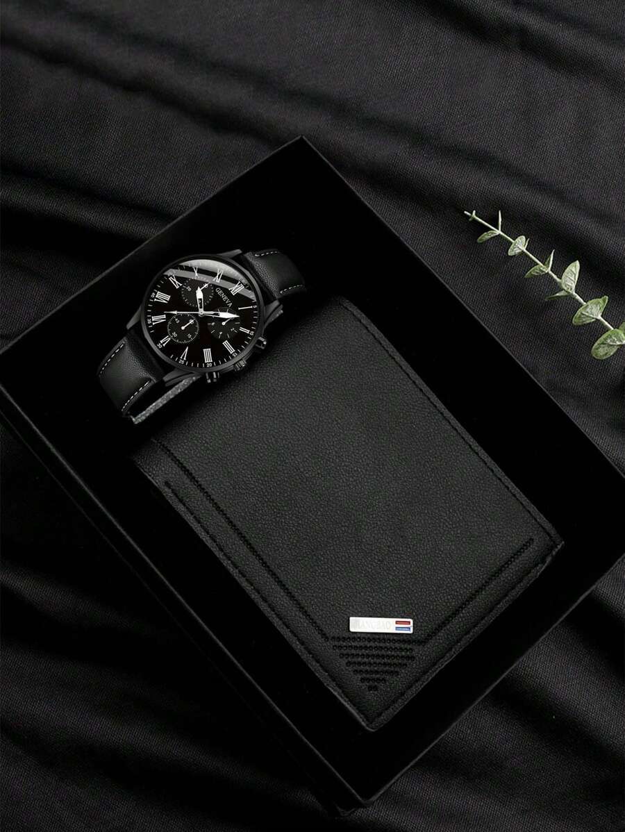 腕時計 メンズ セット ギフトセット - クラシッククォーツ腕時計、財布、ギフトボックス、結婚式、誕生日、記念日、教師の日、会社の拍卖