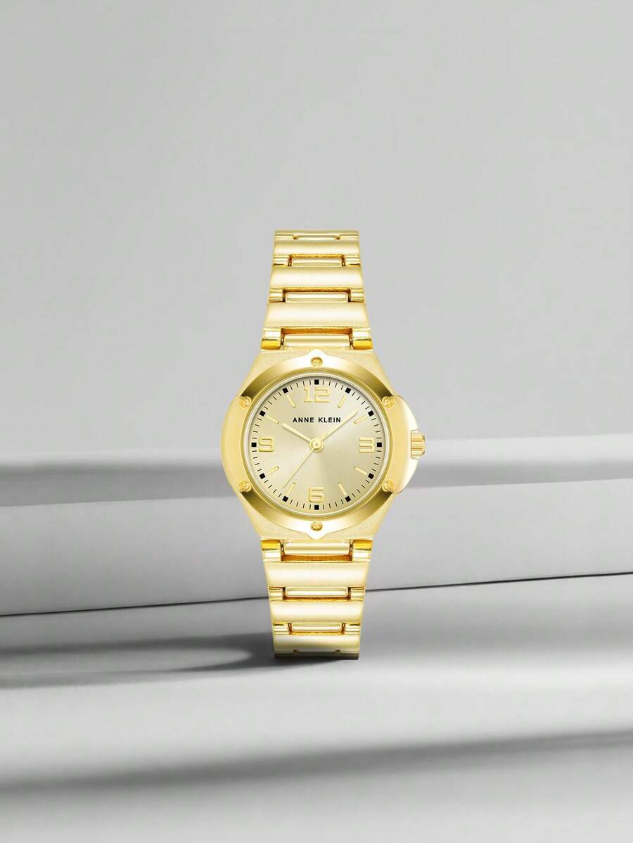 腕時計 レディース クォーツ 女性用ゴールドトーンクォーツブレスレットウォッチ、薄いシャンパンサンレイダイヤル、丸型アナログ腕時計拍卖