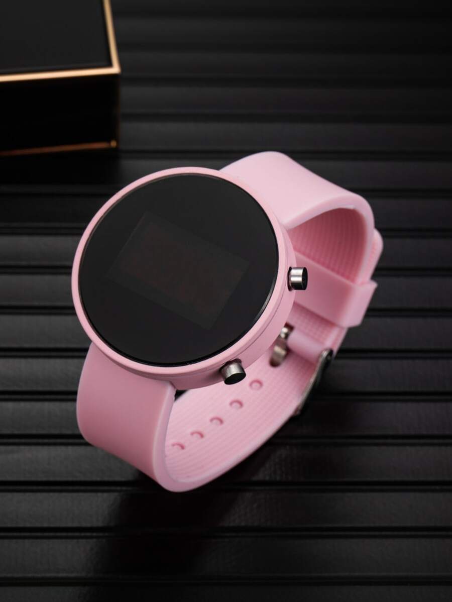 腕時計 レディース デジタル 洗練されたレディース ラウンド デジタル腕時計 - ピンク かわいい 女の子用腕時計、スポーツシリコ拍卖