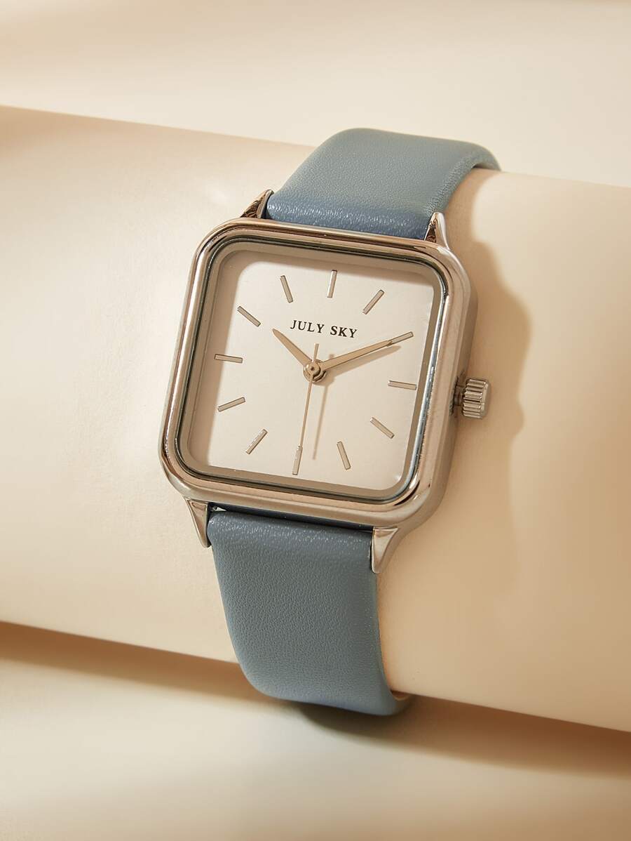 腕時計 レディース クォーツ 1個 レディース シンプルでエレガントなブルー PUレザー クォーツ 腕時計、デイリーや休日のギフ拍卖