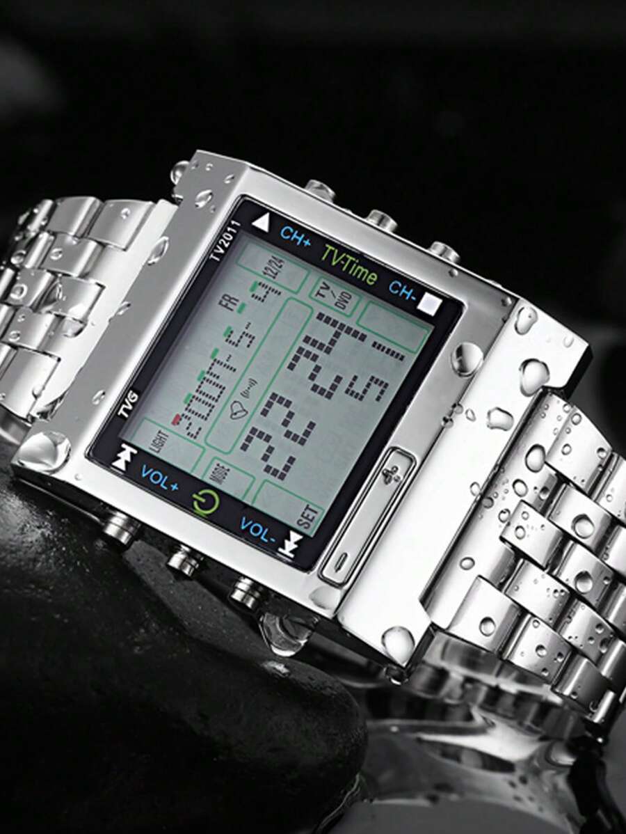 腕時計 メンズ デジタル デジタル腕時計 メンズ スポーツ クォーツ式 防水 シルバーステンレススチール アラーム リストウォッチ拍卖