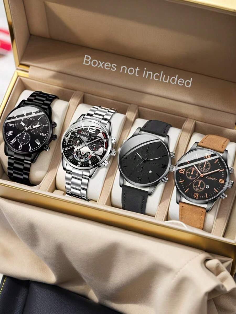 腕時計 メンズ セット 4個セット メンズファッションビジネス 多重スケール クォーツ腕時計 デイリー使い、装飾、またはホリデーギ拍卖