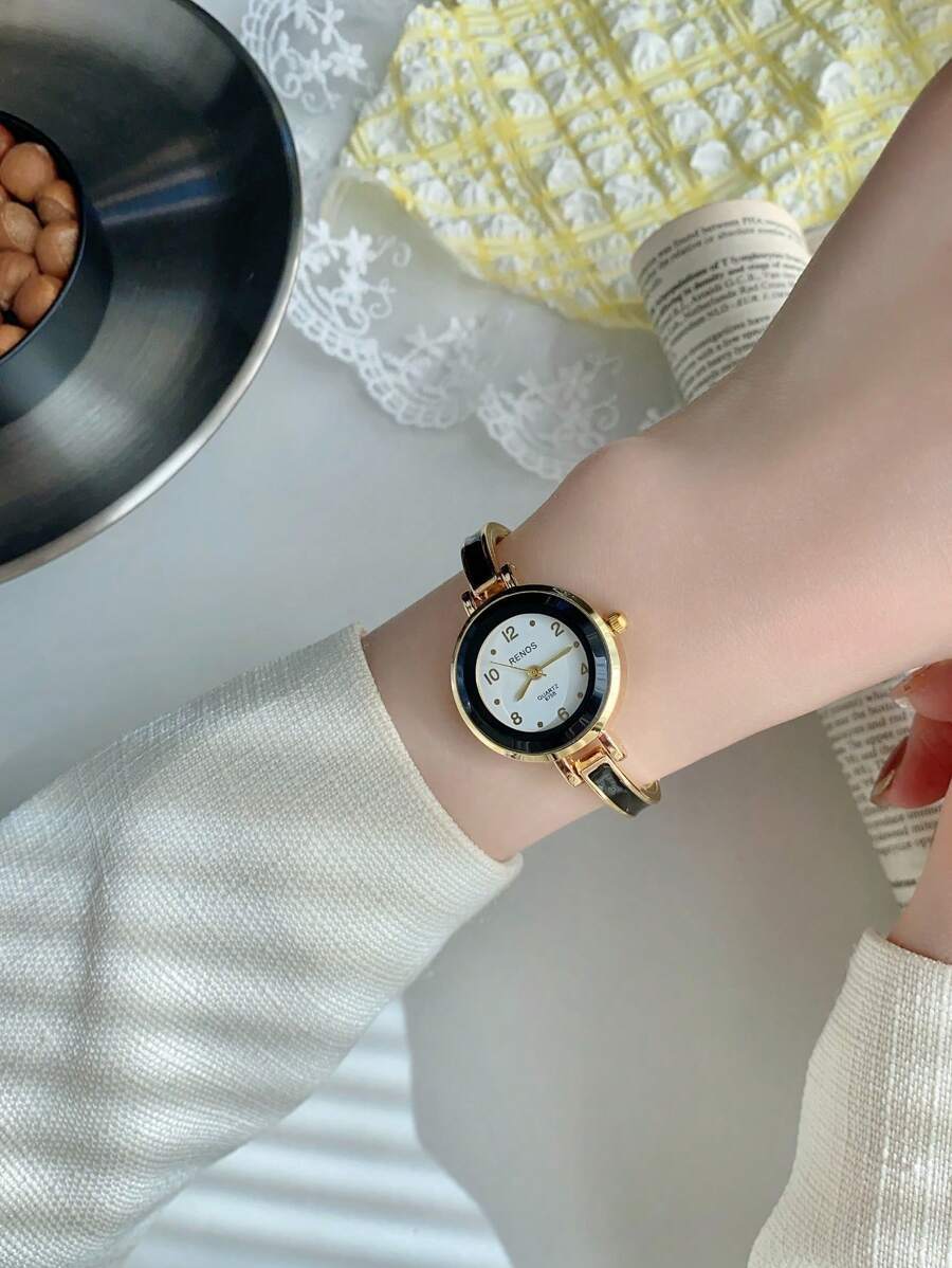 腕時計 レディース クォーツ 1個 ミニマリストなエレガントなストラップウォッチ ゴールドチェーンブレスレット スタイル、日常着用拍卖