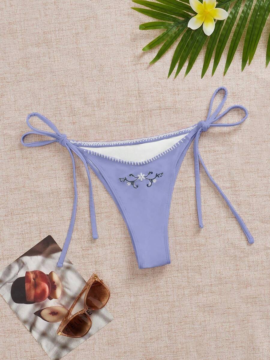 レディース 水着 ボトムス 女性用フローラル柄ビーチタイウエストビキニボトム拍卖