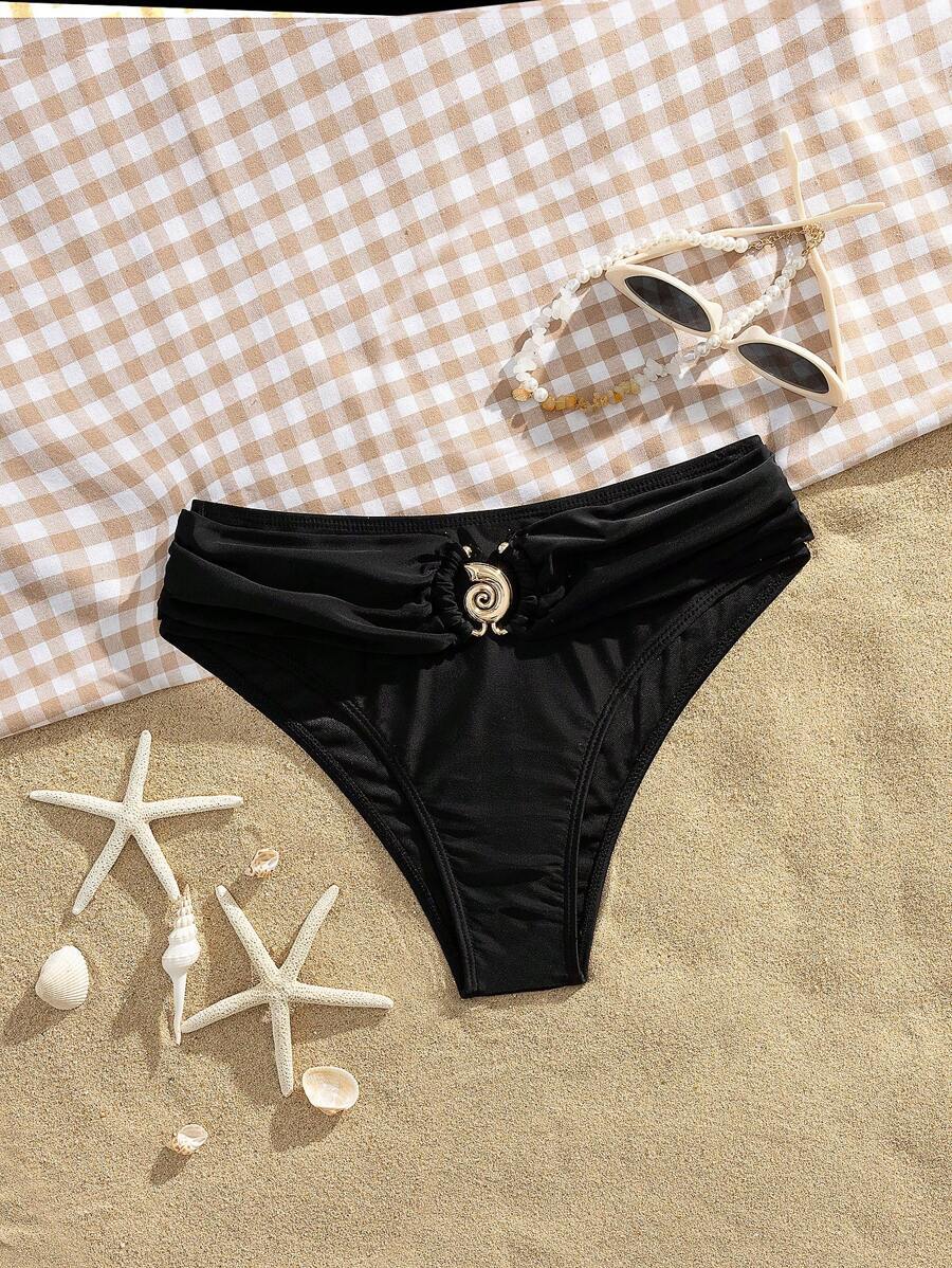 レディース 水着 ボトムス スプリングブレイク レディース サマー ビーチバケーション ギャザー入り ウエスト デザイン メタルデ拍卖