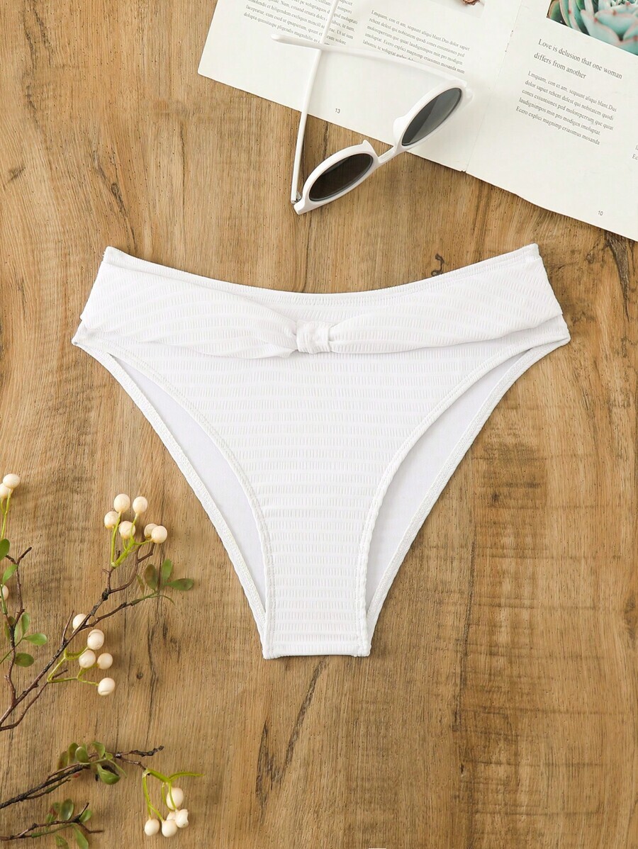 レディース 水着 ボトムス レディース 無地ノット付きビキニボトム、夏のビーチスイムウェア拍卖