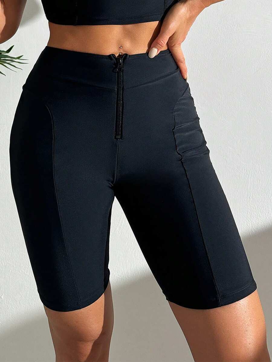 レディース 水着 ボトムス 春休み 無地 レディース フロントジップ スポーツ水着ボトム、フェスティバル ボヘミアン、夏のビーチバ拍卖