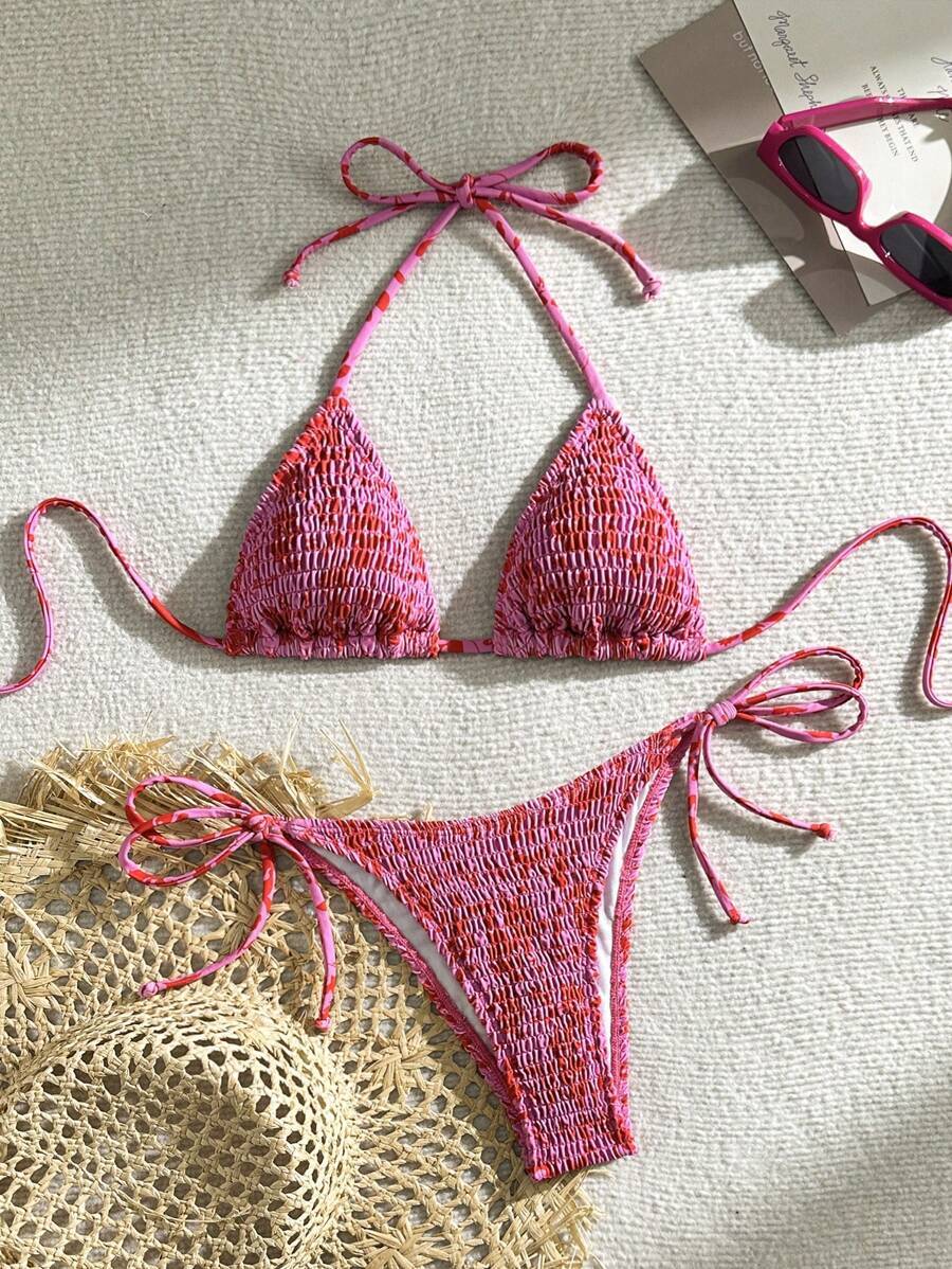 レディース 水着 ビキニセット 女性用 夏のビーチ フローラル プッシュアップ ホルターネック タイミング セクシー ビキニセット拍卖