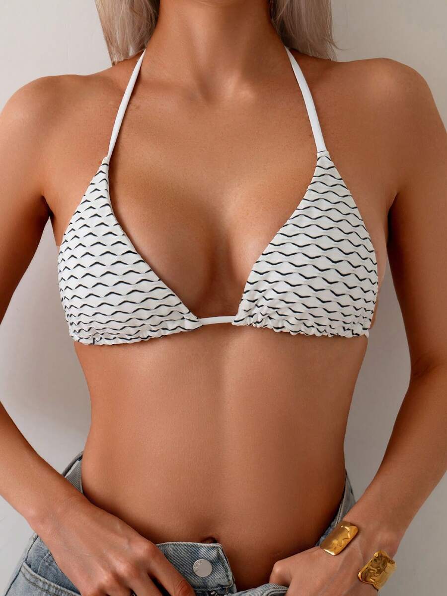 レディース 水着 トップス ウィメンズ サマービーチ フル プリント ホルターネック セクシー ビキニトップ拍卖