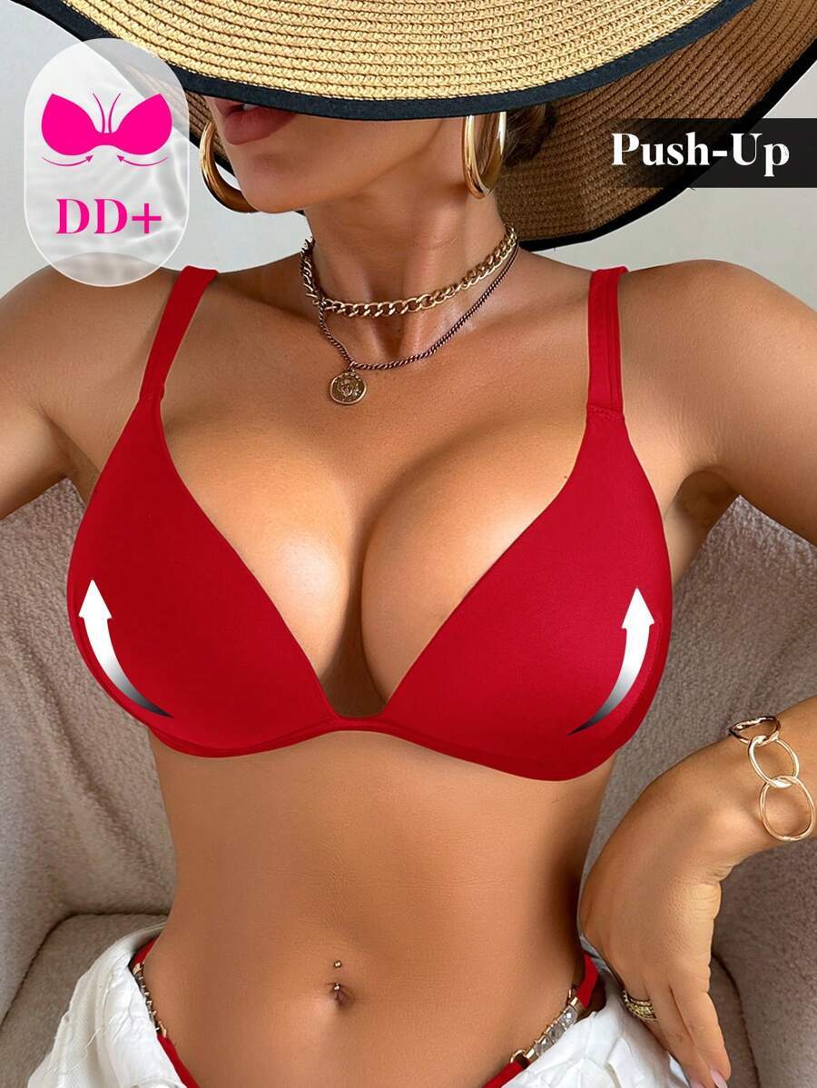 レディース 水着 トップス + +カップ レディース アンダーワイヤー入り プッシュアップ ビキニ水着トップ、夏のビーチバケーショ拍卖