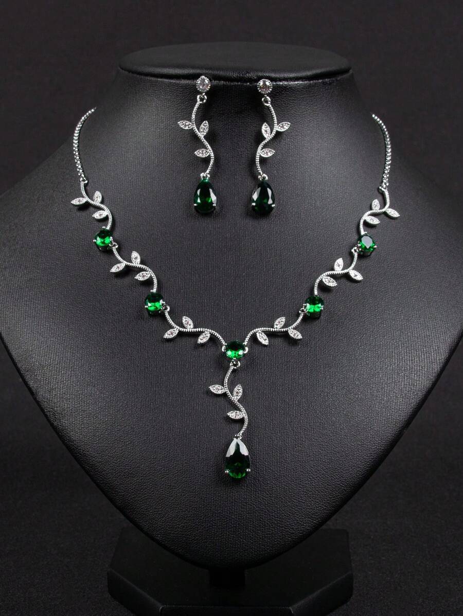 ジュエリー レディース セット 豪華エレガントなブランチキュービックジルコニアネックレス3セット、ニッチファッション カラフルな宝拍卖