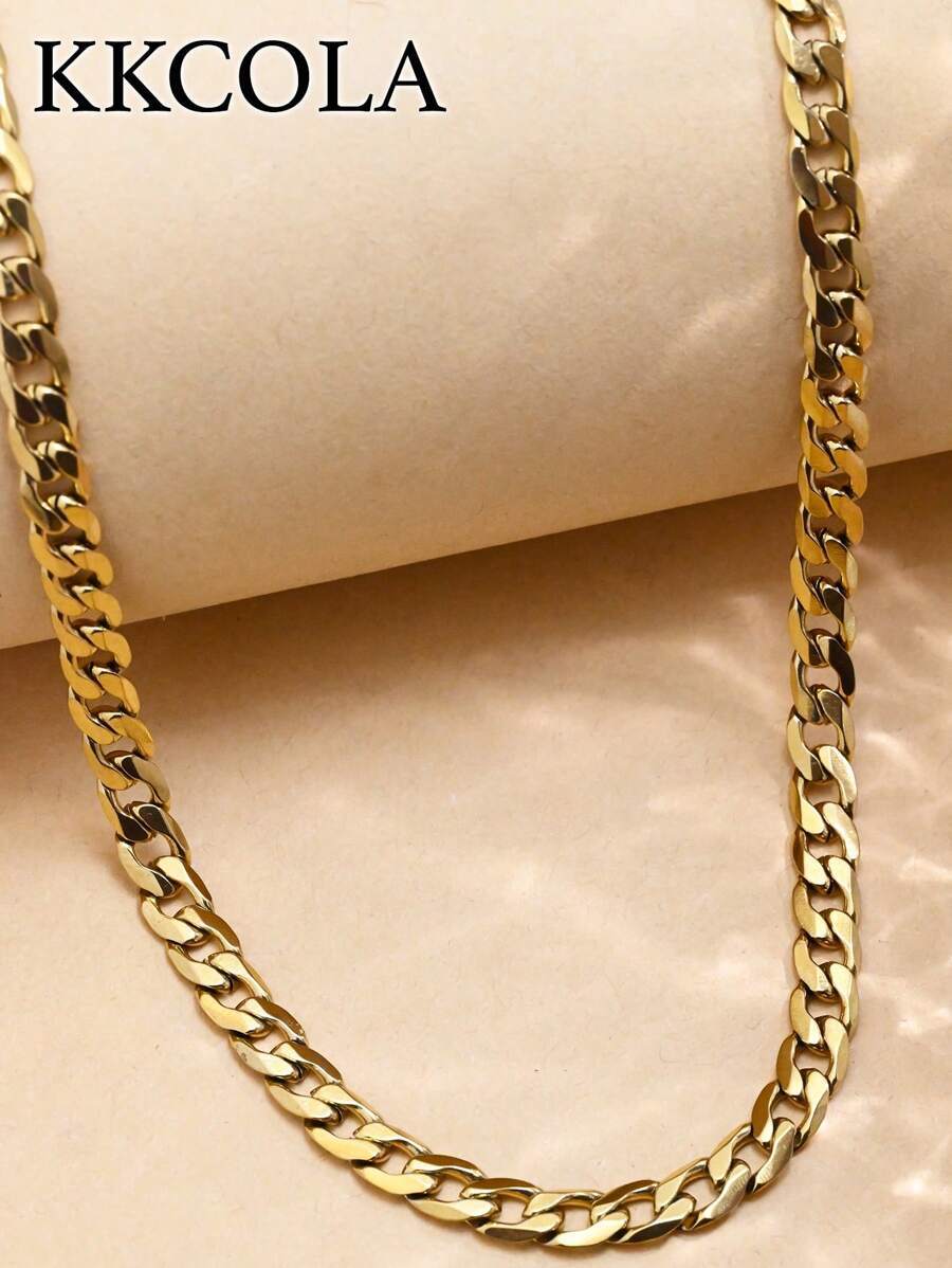 ジュエリー メンズ ネックレス 1個 スタイリッシュなゴールドカラーのステンレススチールチャンキーネックレス、日常着用&ホリデーギ拍卖